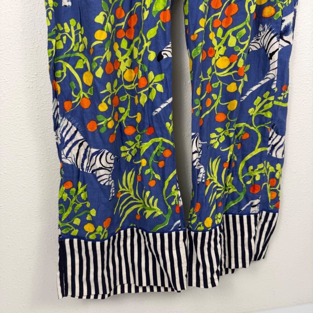 Olivia Wendel Anthropologie Zebra Jungle Print Pajama Pants Blue Small OB1588243 - Picture 3 of 9